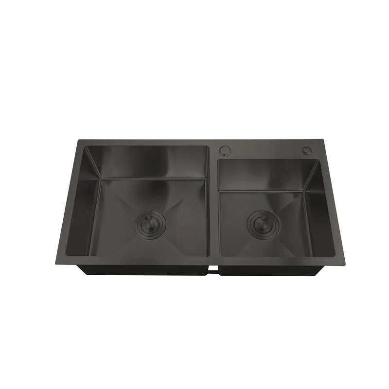 Мойка ZERIX ZH7843D-215.SUS304 NANO-BLACK из нерж. стали (3.0/0.8 мм) (с сифоном)