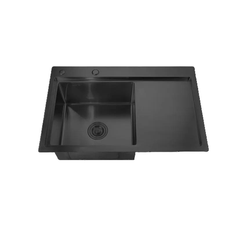 Мойка ZERIX ZH7849L-215.SUS304 NANO-BLACK из нерж. стали (3.0/0.8 мм) (с сифоном)