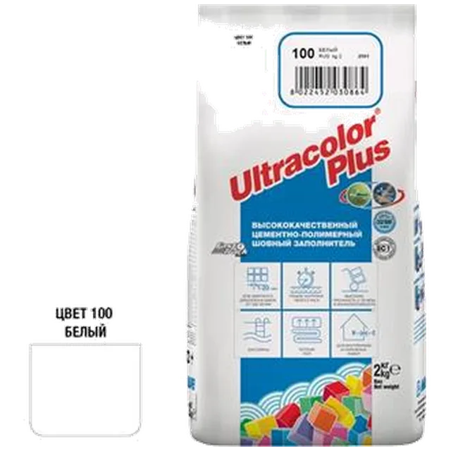 Затирка MAPEI Ultracolor Plus 2 кг (100) Белый