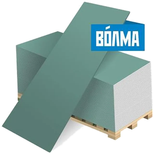 ВОЛМА Гипсокартон Стена 12,5 мм  (1,2*3,0) Влагостойкая (50 шт/пал)