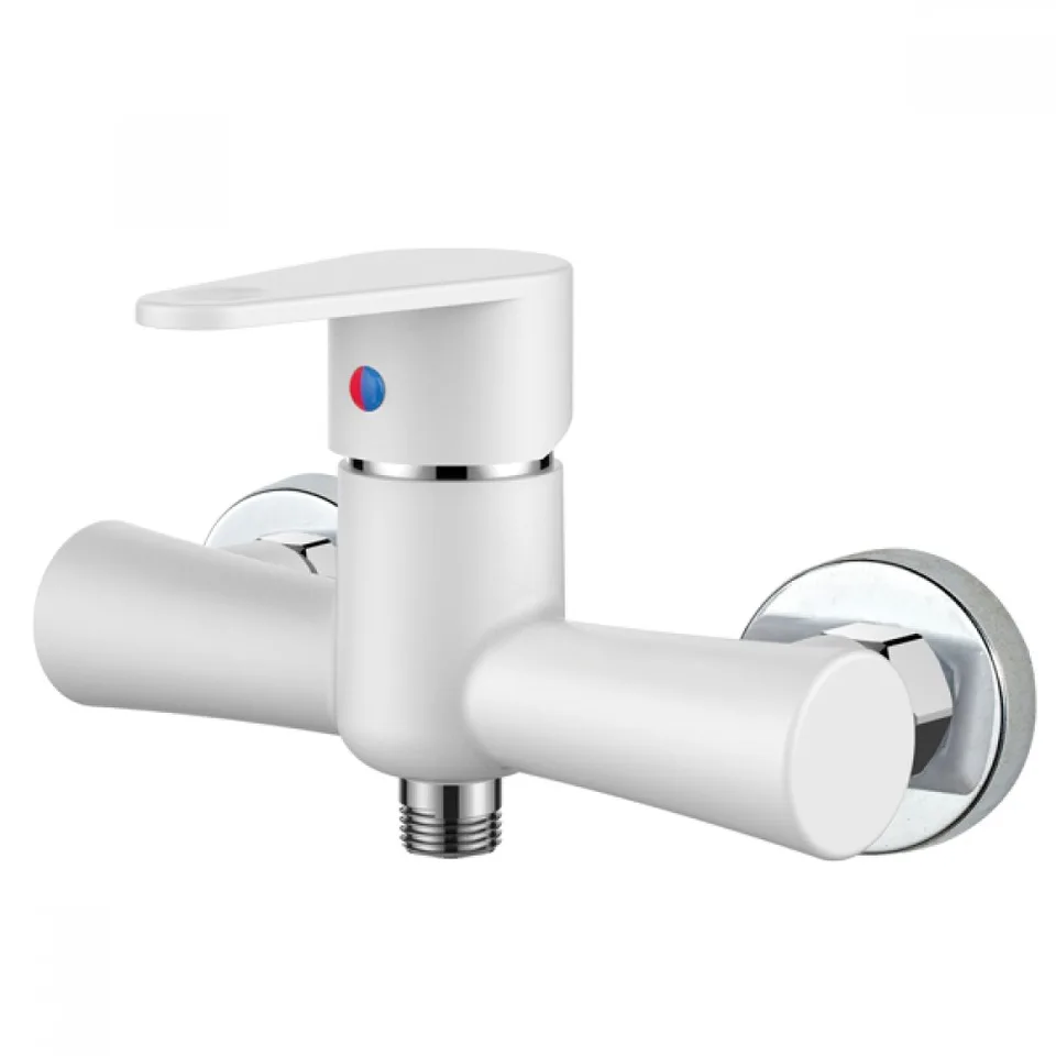 Смеситель д/душ.кабины PLAMIX VEGA-003 SET White, (со шлангом, лейкой и кронштейном) (6 шт/ящ)