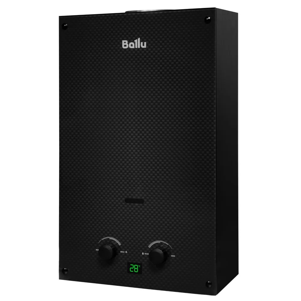 Колонка газовая Ballu GWH   10 Fiery Glass Carbon (черная)  (10л/20кВт)