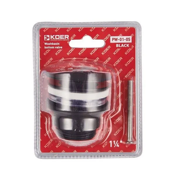 KOER PW-01-05 Донный клапан для умывальника (кнопка) 1 1/4'' (Цвет черный) (20шт/ящ)