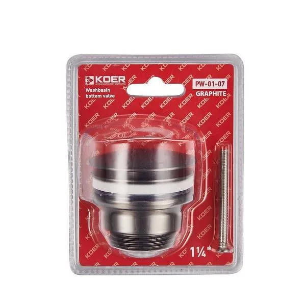 KOER PW-01-07 Донный клапан для умывальника (кнопка) 1 1/4'' (Цвет графит) (20шт/ящ)