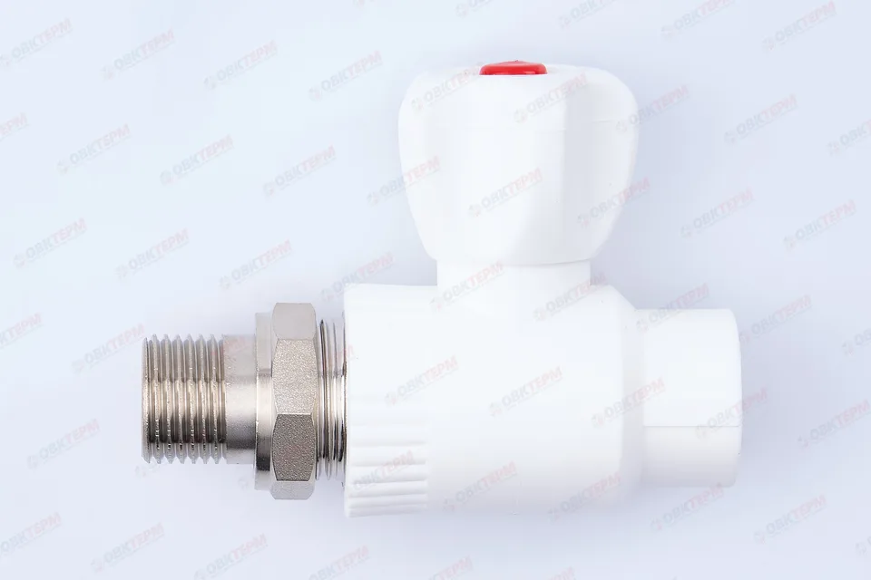 Шаровый кран радиаторный прямой 20х1/2" НР (стальной  шар) (белый) (50/1) (TIM)