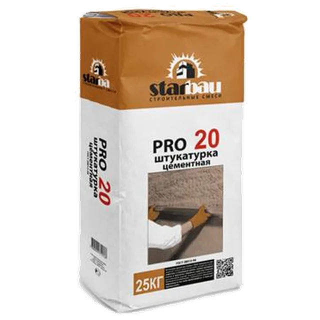 Starbau Штукатурка цементная "PRO20", 25кг (60/58 м/паллета)