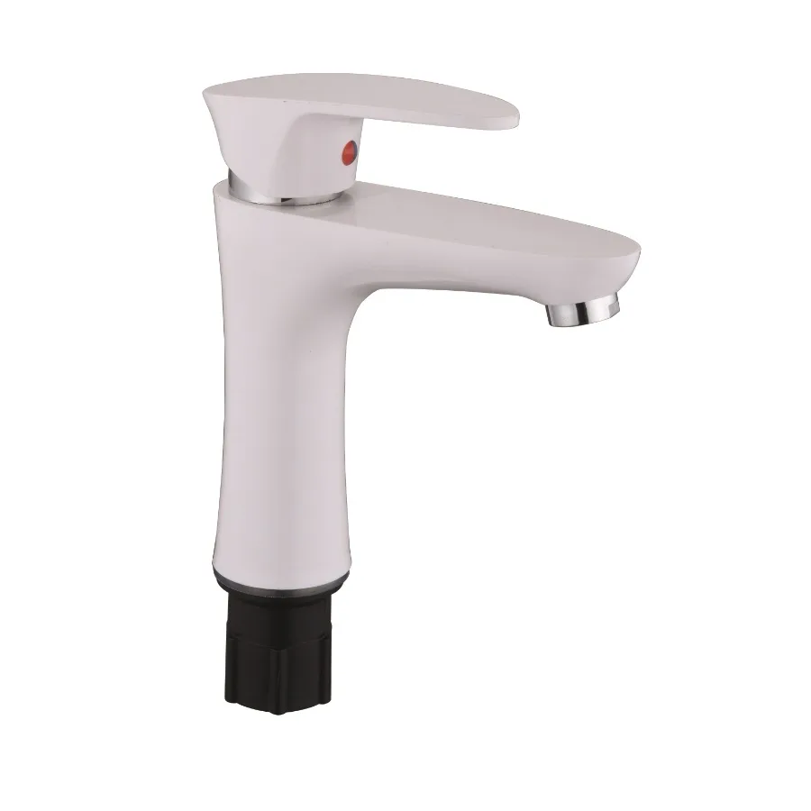 Смеситель для умывальника PLAMIX CEZAR-001 SET White (с подводкой) (20 шт/ящ)