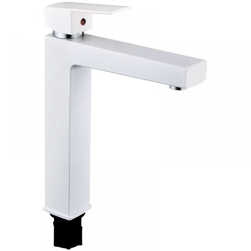 Смеситель для умывальника PLAMIX KUBUS-001 HIGH SET White (с подводкой) (10 шт/ящ)
