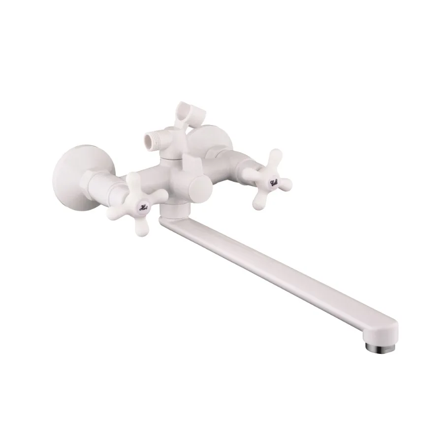 Смеситель д/ванны PLAMIX PABLO-140 EURO SET White (с шлангом и лейкой) (20 шт/ящ)