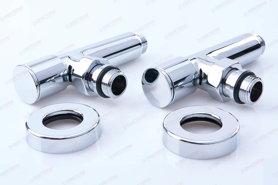 Кран вентильный с американкой TIM 1/2"Н - 1/2"Н хром, угловой (1пара/20ящ)