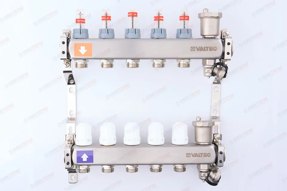 Коллект. ГРУППА   Valtec НЕРЖ со встр расх в сборе  1 * 5 вых. Еврок.3/4