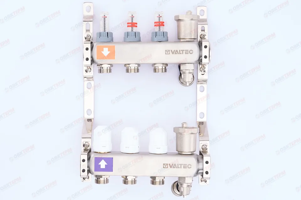 Коллект. ГРУППА Valtec НЕРЖ со встр расх в сборе 1 * 3 вых. Еврок.3/4