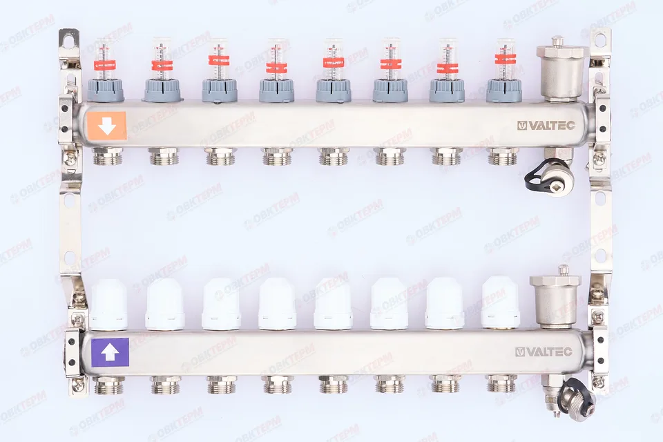 Коллект. ГРУППА Valtec НЕРЖ со встр расх в сборе 1 * 8 вых. Еврок.3/4