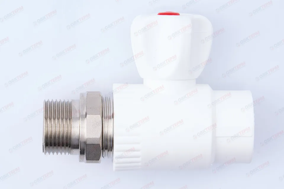 Шаровый кран радиаторный прямой 25х3/4" НР (стальной шар) (белый) (45/1) (TIM)/(S.A.V.)