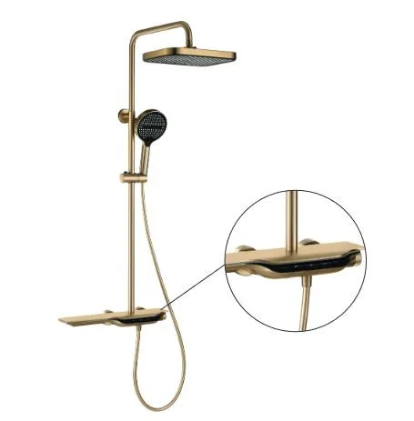 Душ/колонна со смес.с КНОП.ПЕРЕКЛ MIXXUS PREMIUM SPACE-009-J BRUSHED GOLD (Цвет мат.золото)(3 шт/ящ)