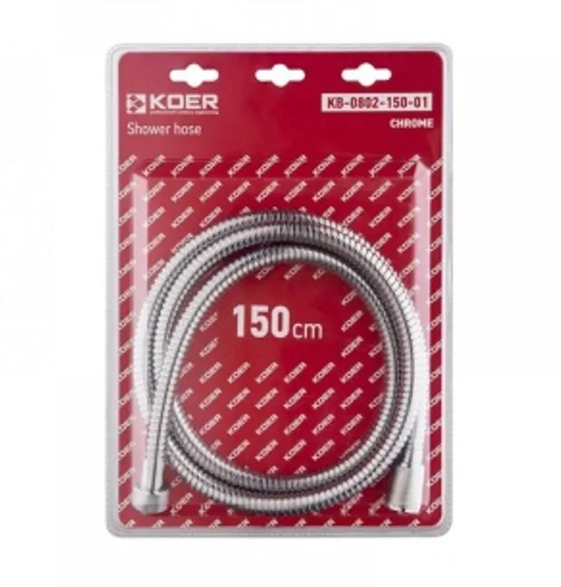 Шланг д/душа KOER KB-0802-150-01 оплетка нерж. 150 см (Цвет хром) (30 шт/ящ)