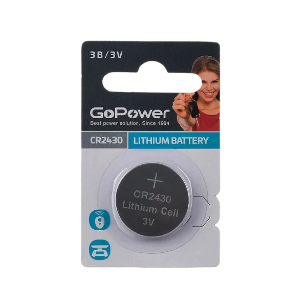 Батарейка GoPower CR2430 BL1 Lithium 3V 1шт/уп