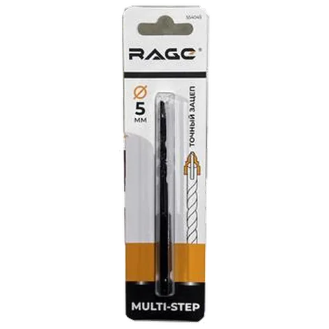 Сверло универ RAGE спир.MULTI-STEP 5мм для дере, бетон,керамогр,стекл,кирпич,м.кер, HEX1/4", 554045