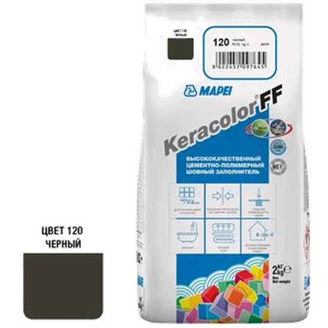 Затирка MAPEI Keracolor 120/2 черный (8 шт )