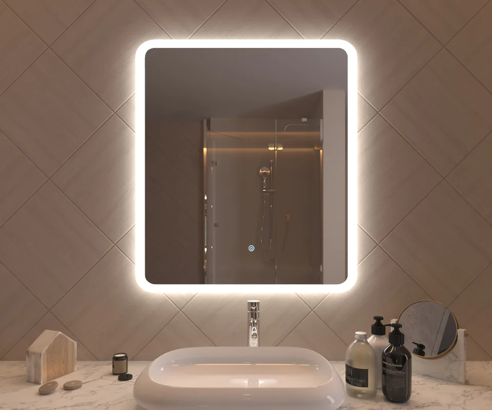 Зеркало 700x800 Gent с LED подсветкой,подогревом,литым коробом и сенсорным выкл. Кайман Glassiko