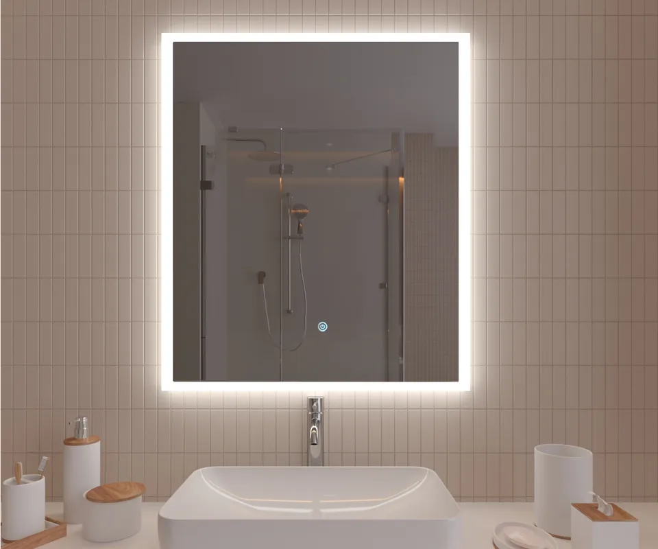 Зеркало  700x800 Lyon с LED подсветкой,подогревом,литым коробом и сенсорным выкл. Кайман Glassiko