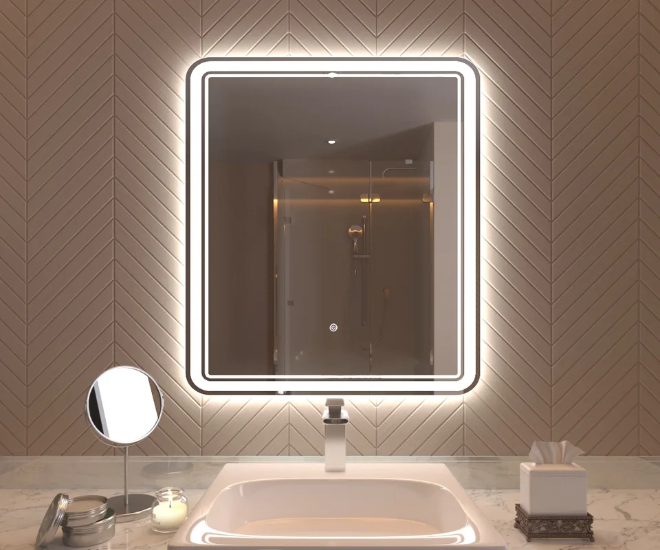 Зеркало  700x800 Vienna с LED подсветкой,подогревом,литым коробом и сенсорным выкл. Кайман Glassiko