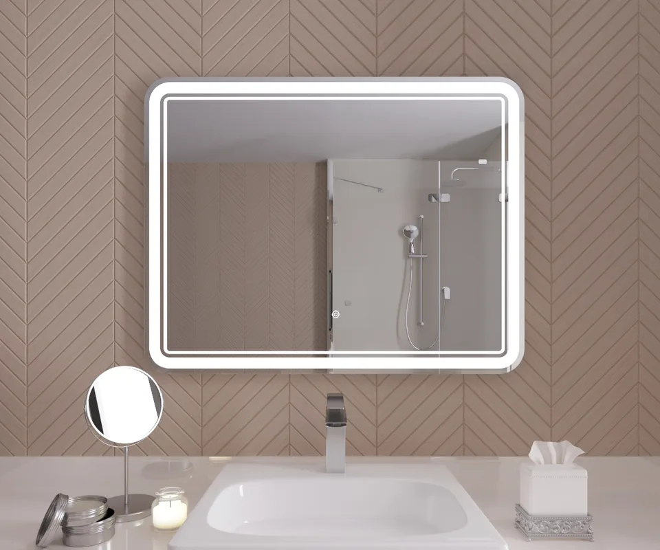 Зеркало  900x700 Vienna с LED подсветкой,подогревом,литым коробом и сенсорным выкл. Кайман Glassiko