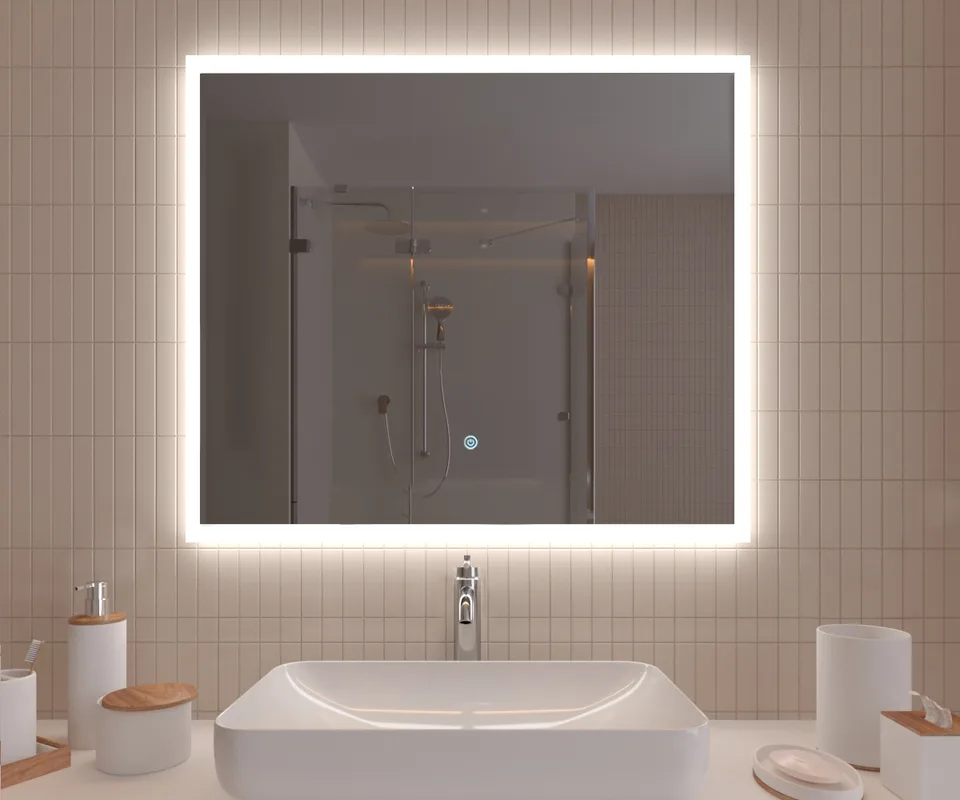 Зеркало  800x700 Lyon с LED подсветкой,подогревом,литым коробом и сенсорным выкл. Кайман Glassiko