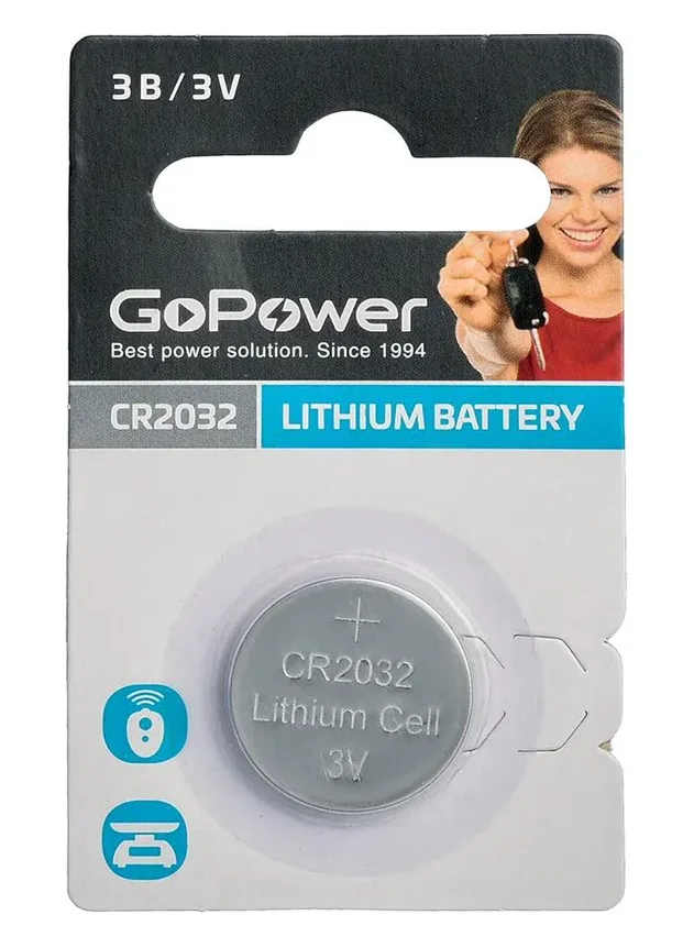 Батарейка GoPower CR2032 BL5 Lithium 3V 1шт/уп