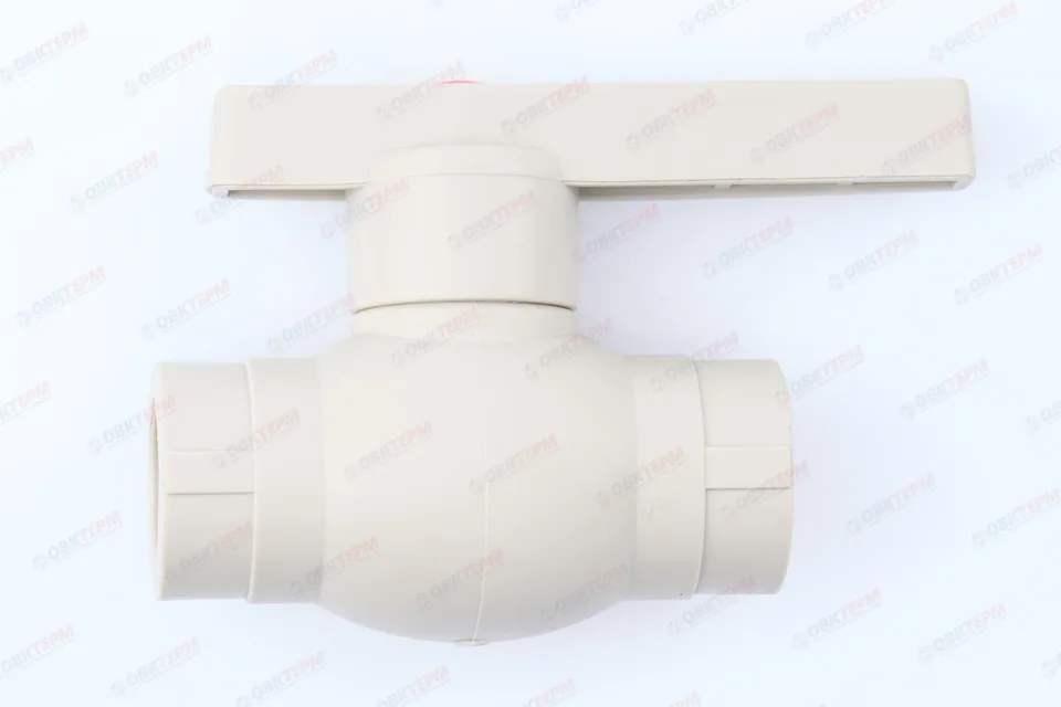Кран пластиковый шаровый 20  (стальной шар)    (VALFEX OPTIMA)  серый  (60/15)