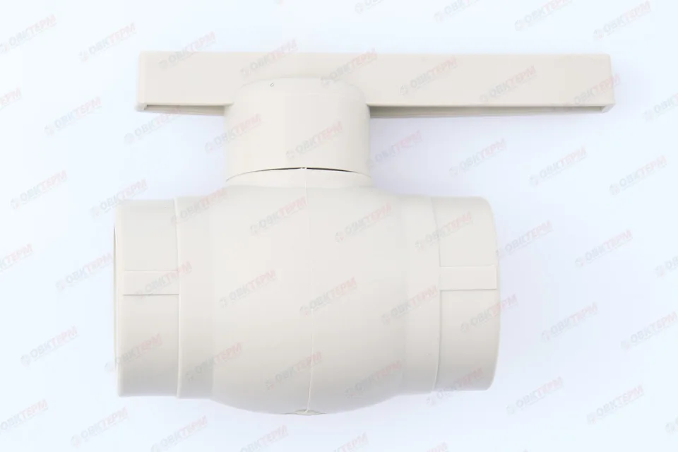 Кран пластиковый шаровый 32 (стальной шар) (VALFEX OPTIMA) серый (24/6)