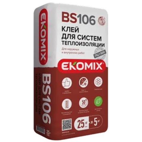 Смесь Экомикс "Клей для систем теплоизоляции" BS 106 / 25 кг (48 м\паллета)