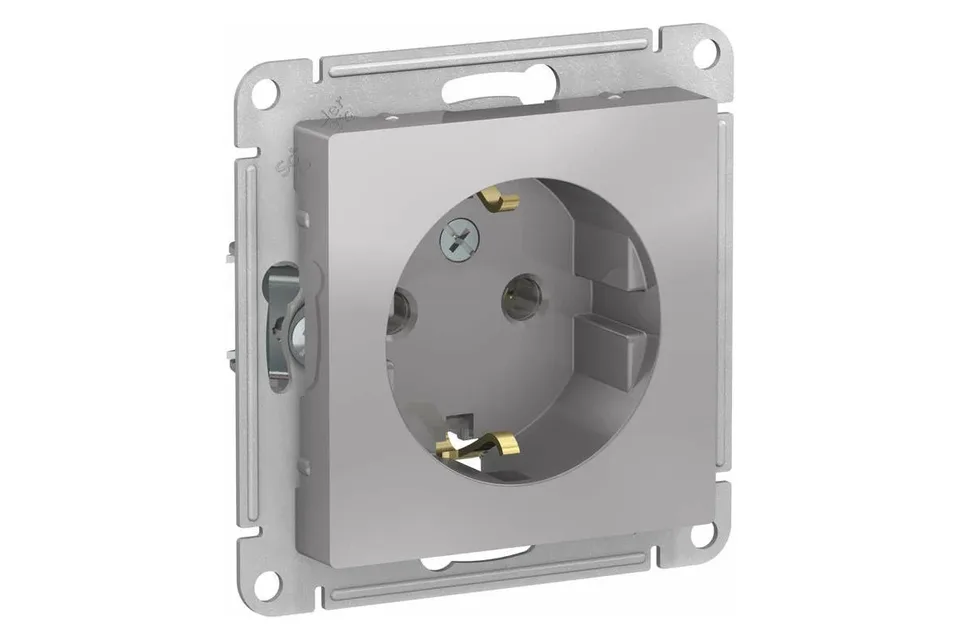 Розетка с/з 16А, механизм Алюминий AtlasDesign Systeme Electric