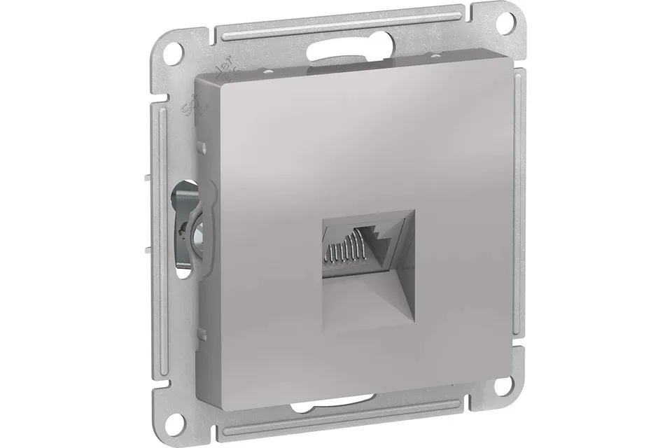 Розетка компьютерная RJ45 механизм Алюминий AtlasDesign Systeme Electric