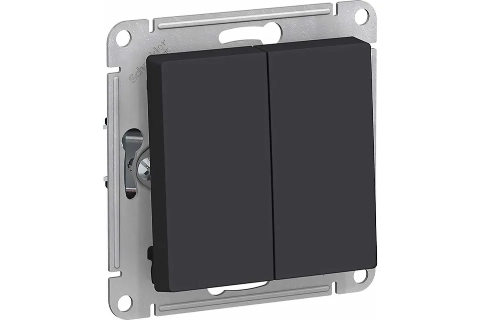 Переключатель 2-клавишный механизм сх.6 10АХ Карбон AtlasDesign Systeme Electric