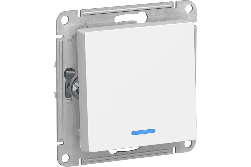 Выключатель 1-клавишный механизм с подсветкой сх.1, 10АХ Белый AtlasDesign Systeme Electric