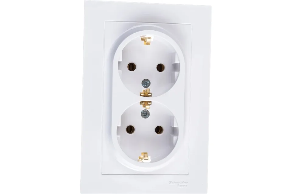 Розетка с/з в сборе двойная 16А Белый AtlasDesign Systeme Electric