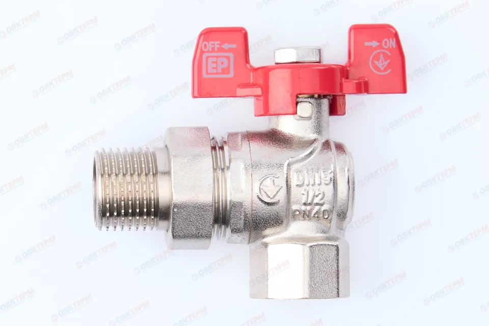 Кран шаровый с американкой угловой   EUROPRODUCT     1/2"  ВН     (80 шт)