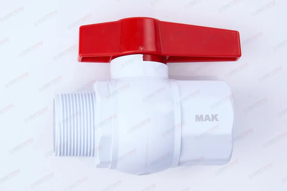 Кран шаровый пластиковый 1 1/2" ВН (белый) MAK (1шт/40упак)