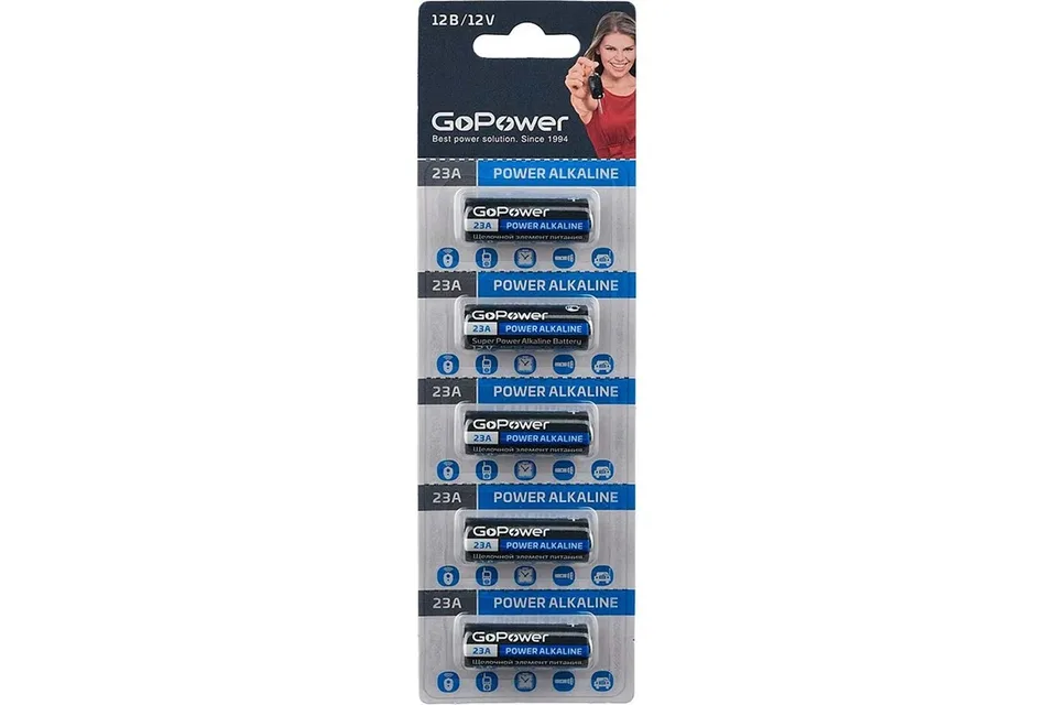 Батарейка GoPower LR23/V23GA/A23/MN21 BL5 Alkaline 12V 5шт/уп