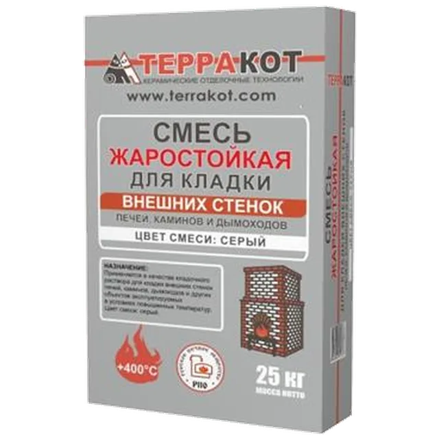 ТЕРРАКОТ Смесь жаростойкая для кладки внешних стенок 25 кг (48 шт/пал)