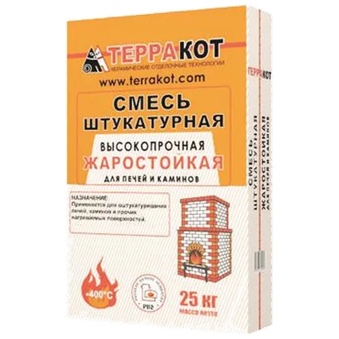 ТЕРРАКОТ Смесь глино-шамотная штукатурная жаростойкая высокопрочная 25 кг (48 шт/пал)