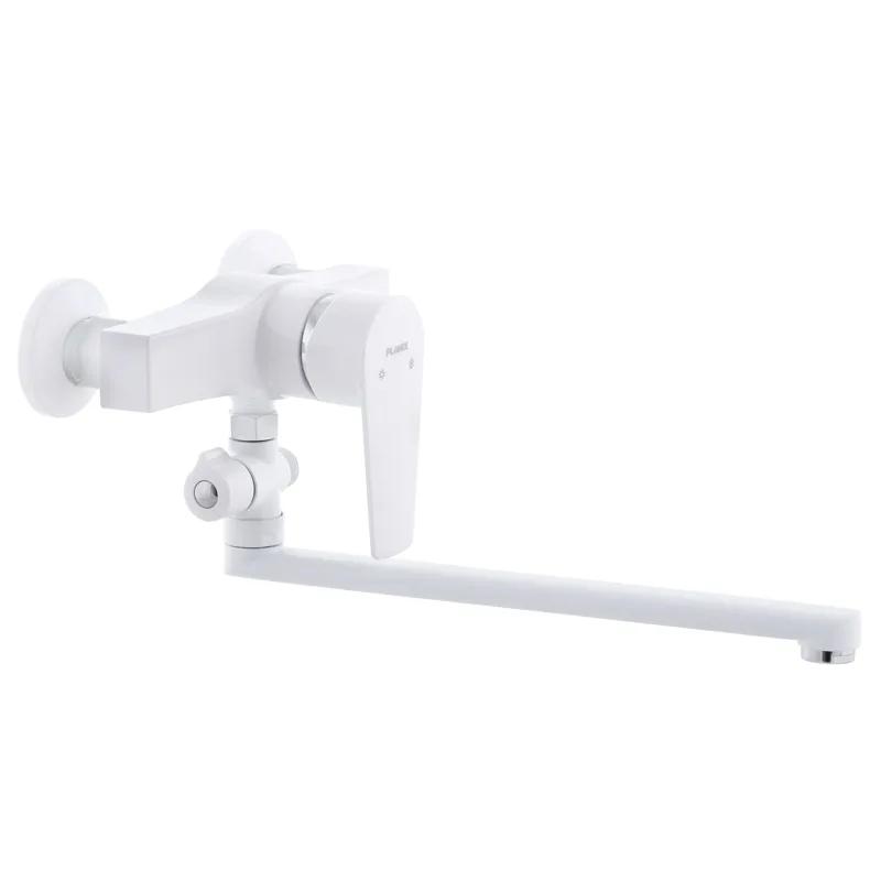Смеситель д/ванны PLAMIX MARIO-006 SET WHITE, (со шлангом, лейкой и кронштейном) (24шт/ящ)