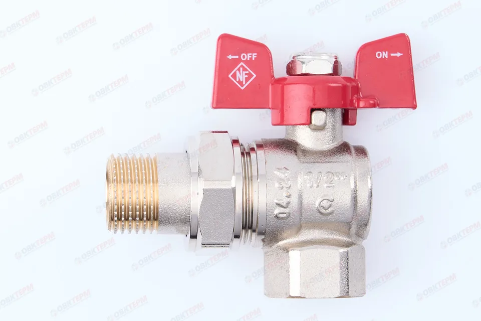 Кран шаровый с американкой NOLF Classic 1/2" ВН бабочка УГЛОВОЙ (96/12)