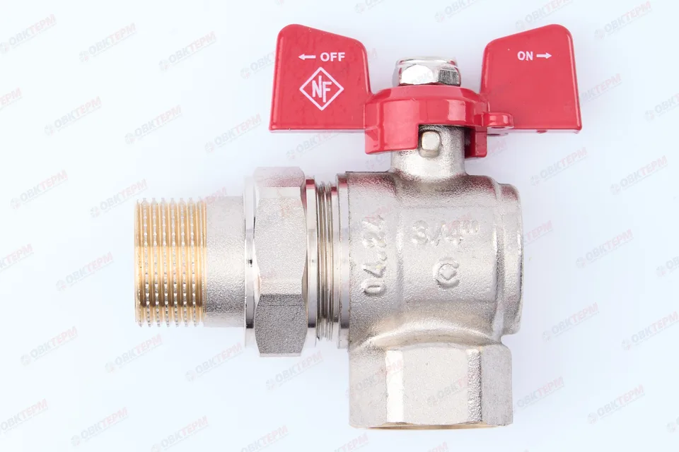 Кран шаровый  с американкой  NOLF Classic       3/4" ВН   бабочка     УГЛОВОЙ   (40/5)