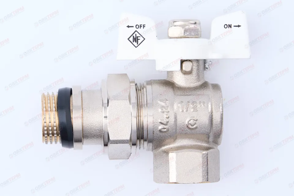 Кран шаровый с американкой "антипротечка"  УГЛОВОЙ NOLF Classic    1/2" бабочка   усиленный  (96/12)