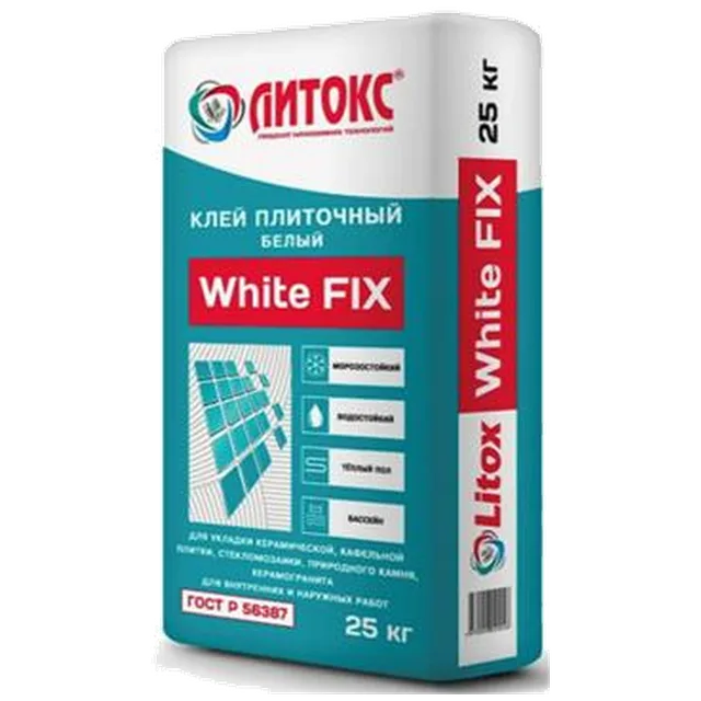 Литокс Белый цементный плиточный клей "White FIX" С1, 25кг (56 шт/пал)