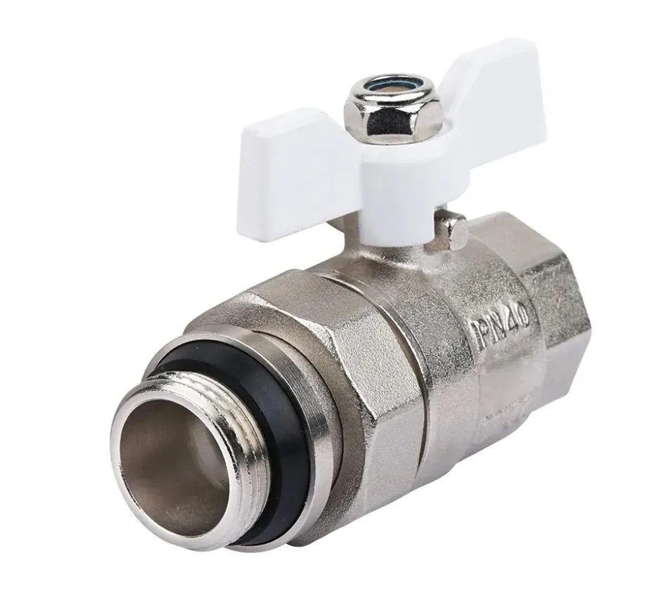Кран шаровый с американкой TIM 1/2" (белая бабочка) с доп. уплотнением (16шт/64ящ)