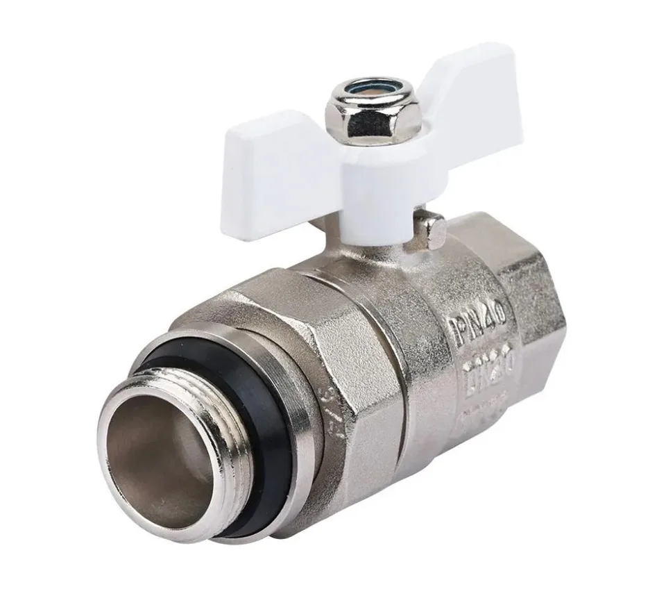 Кран шаровый с американкой TIM 3/4" (белая бабочка) с доп. уплотнением (12шт/48ящ)