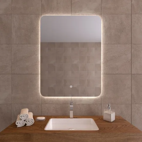 Зеркало  600х800 Kvint с LED подсветкой и сенсорным выкл.Кайман Glassiko